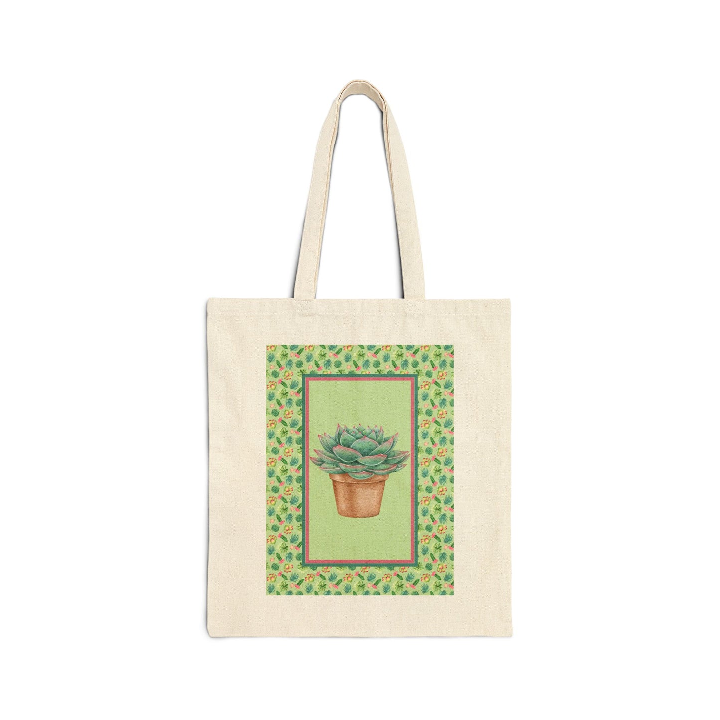 Succulent Cotton Canvas Tote Bag