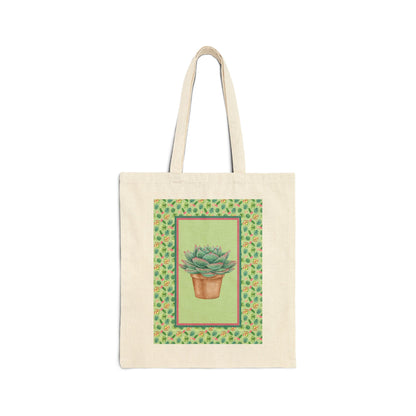 Succulent Cotton Canvas Tote Bag