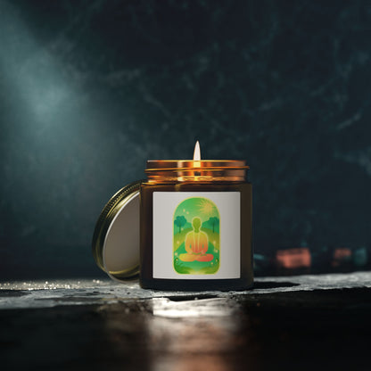 Green Yoga Meditation Scented Candles, Coconut Apricot Wax (4oz, 9oz)