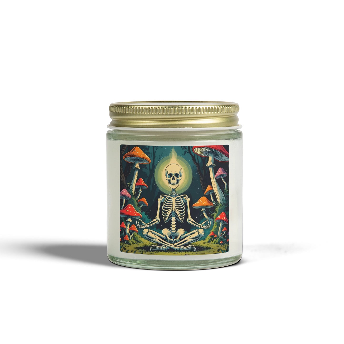 Skeleton Mushroom Meditation Scented Candles, Coconut Apricot Wax (4oz, 9oz)