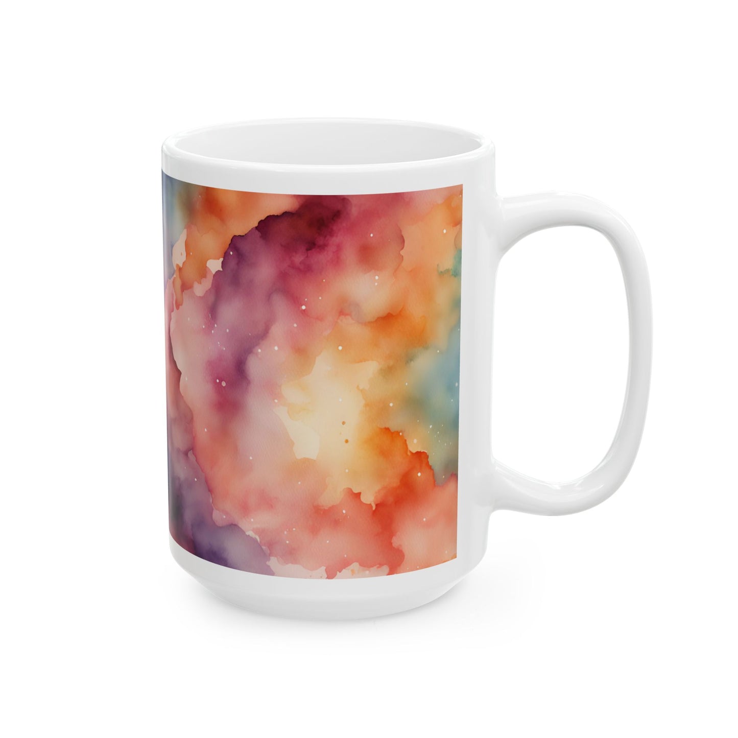 Rainbow Watercolor Ceramic Mug, (11oz, 15oz)