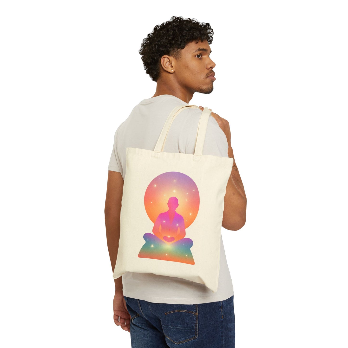 Pastel Yoga Meditation Cotton Canvas Tote Bag