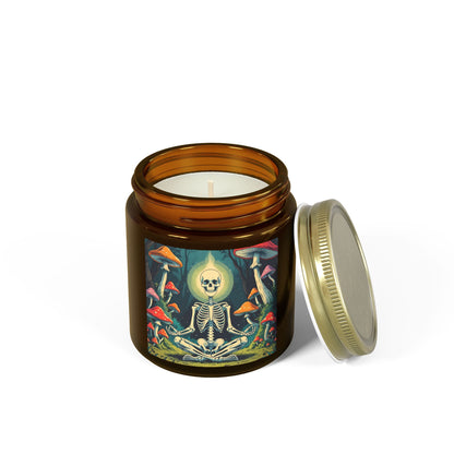 Skeleton Mushroom Meditation Scented Candles, Coconut Apricot Wax (4oz, 9oz)