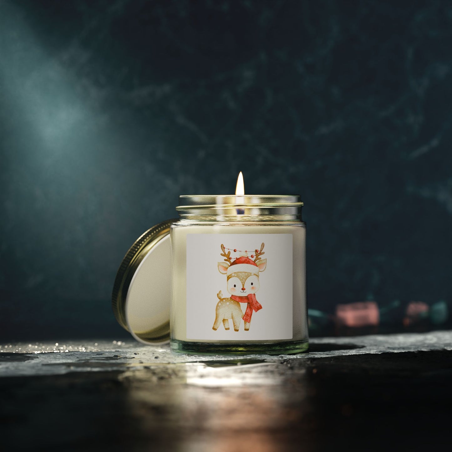 Reindeer Scented Candles, Coconut Apricot Wax (4oz, 9oz)