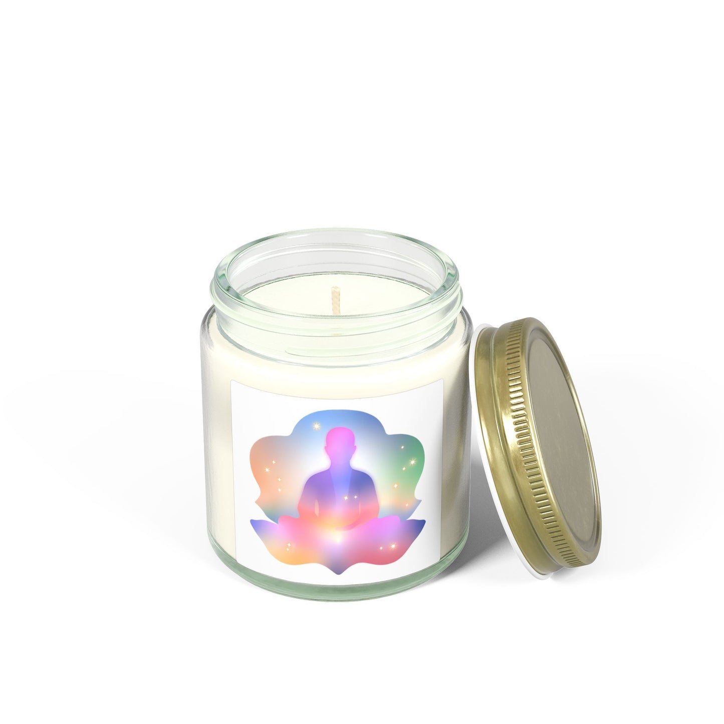 Glowing Lotus Meditation Scented Candles, Coconut Apricot Wax (4oz, 9oz)