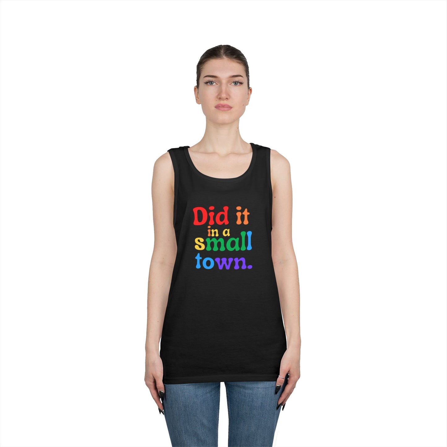 Rainbow Did It In A Small Town Unisex Heavy Cotton Tank Top