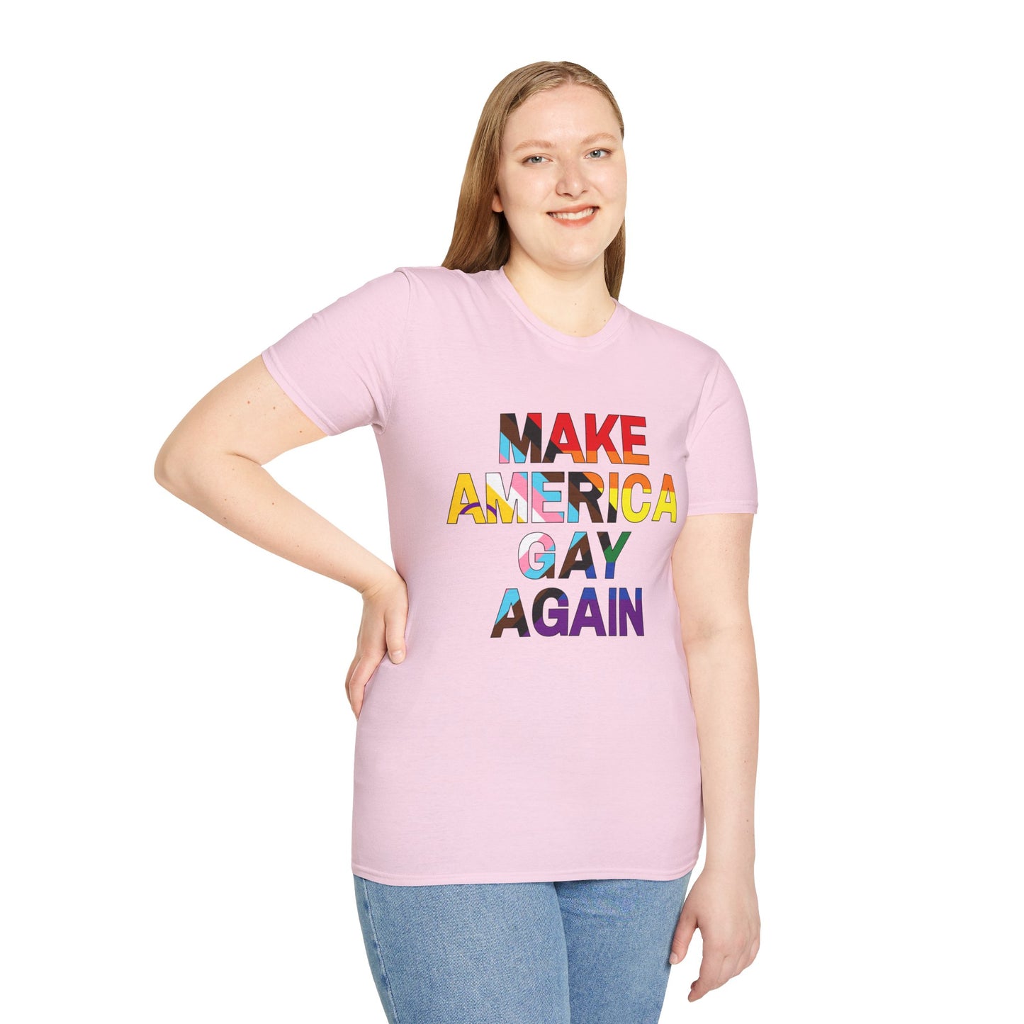 MAGA Make America Gay Again Pride Unisex Softstyle T-Shirt