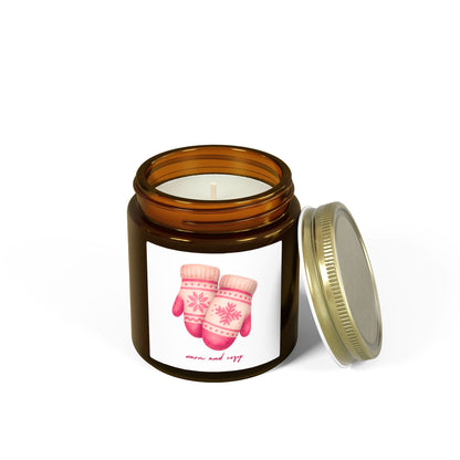 Warm and Cozy Mittens Scented Candles, Coconut Apricot Wax (4oz, 9oz)