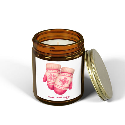 Warm and Cozy Mittens Scented Candles, Coconut Apricot Wax (4oz, 9oz)