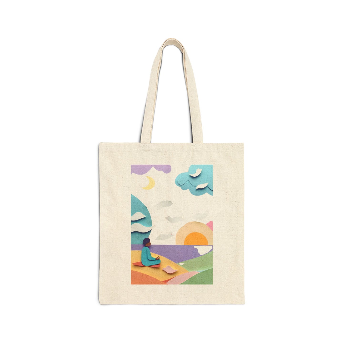 Yoga Beach Meditation Cotton Canvas Tote Bag