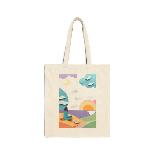 Yoga Beach Meditation Cotton Canvas Tote Bag