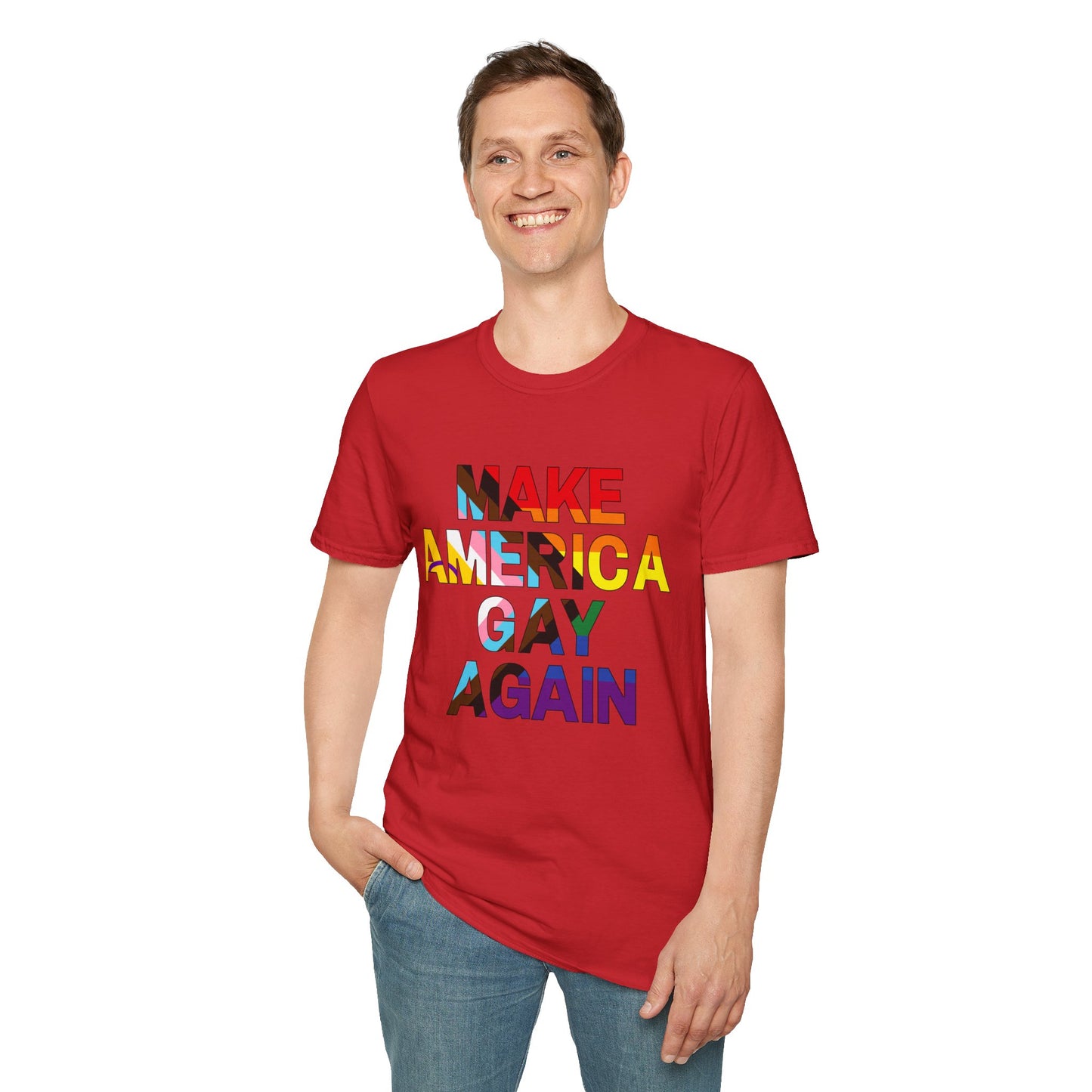 MAGA Make America Gay Again Pride Unisex Softstyle T-Shirt