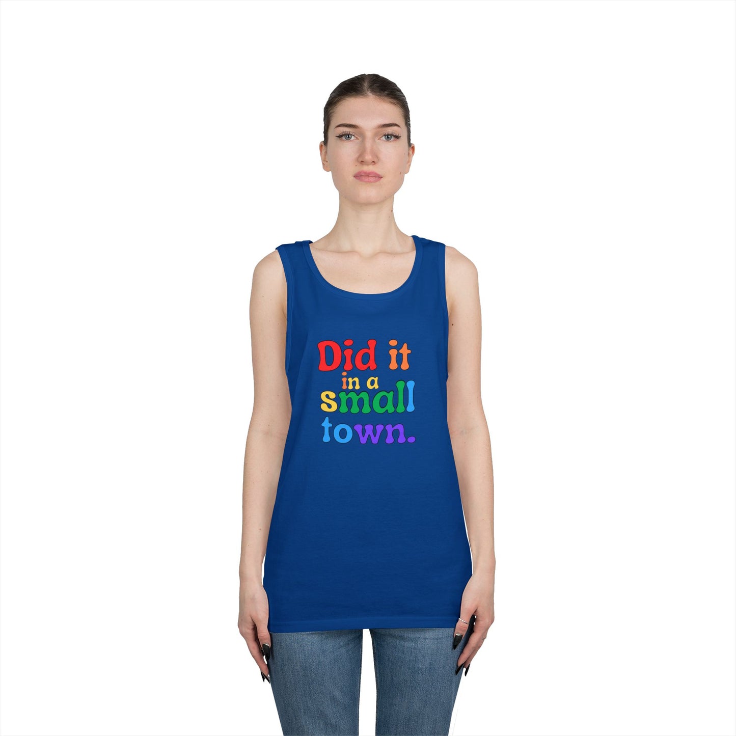 Rainbow Did It In A Small Town Unisex Heavy Cotton Tank Top