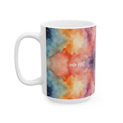 Tie Dye Watercolor Ceramic Mug, (11oz, 15oz)