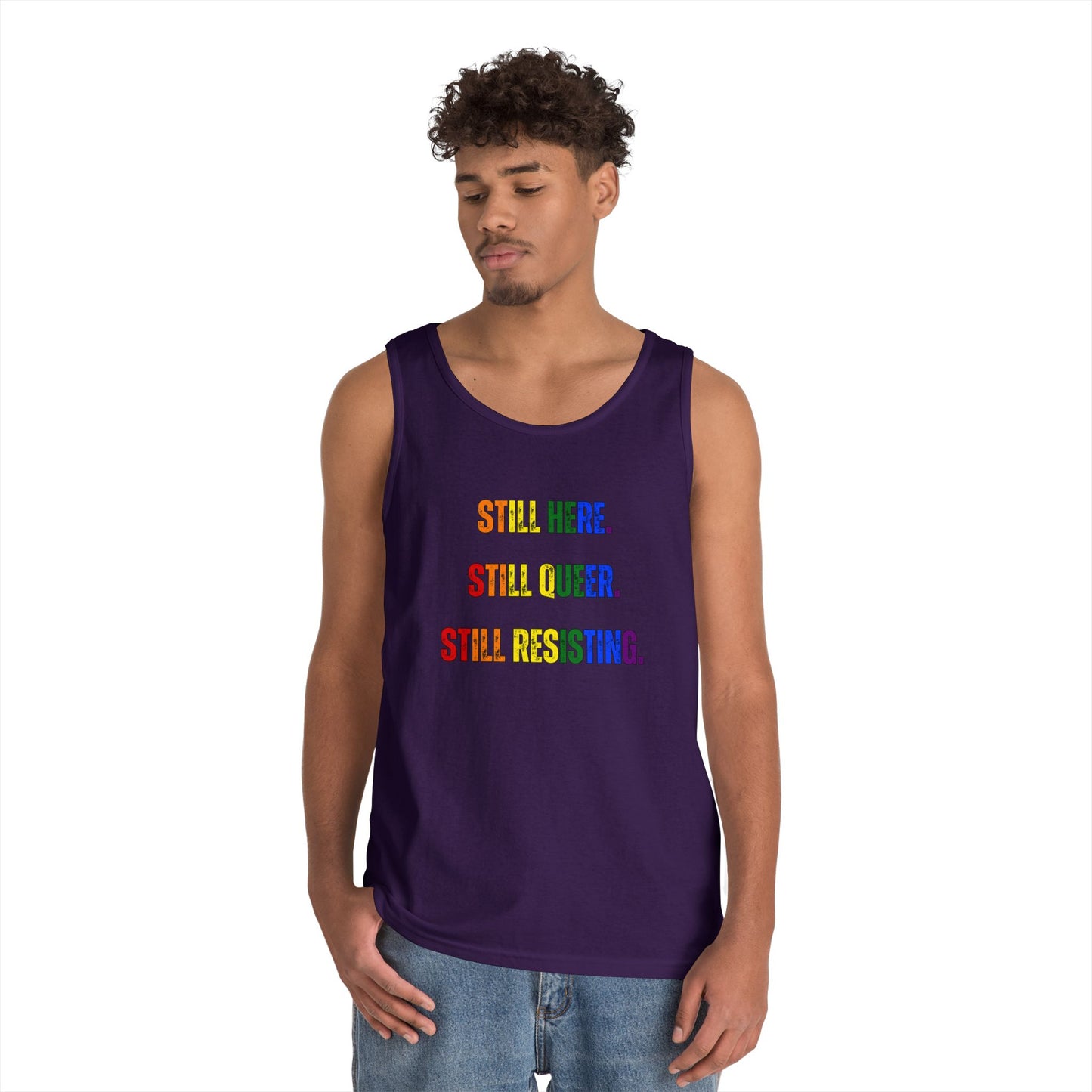 Still Here Still Queer Still Resisting Unisex Heavy Cotton Tank Top