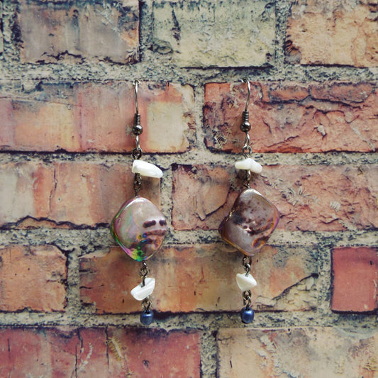 Mother of Pearl Beaded Handmade Earrings