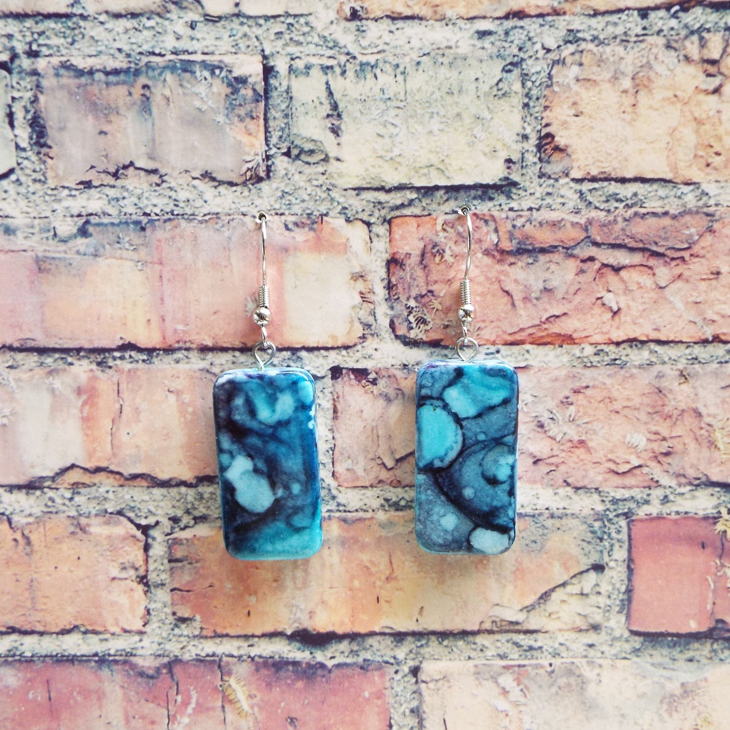 Mini Domino Alcohol Ink Earrings