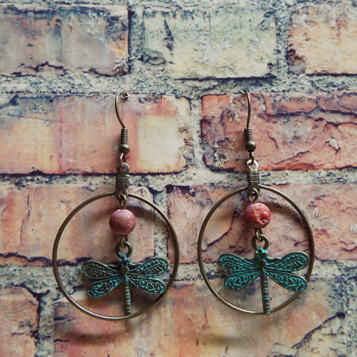 Dragonfly and Crystal Handmade Earrings