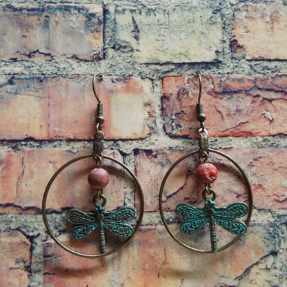 Dragonfly and Crystal Handmade Earrings