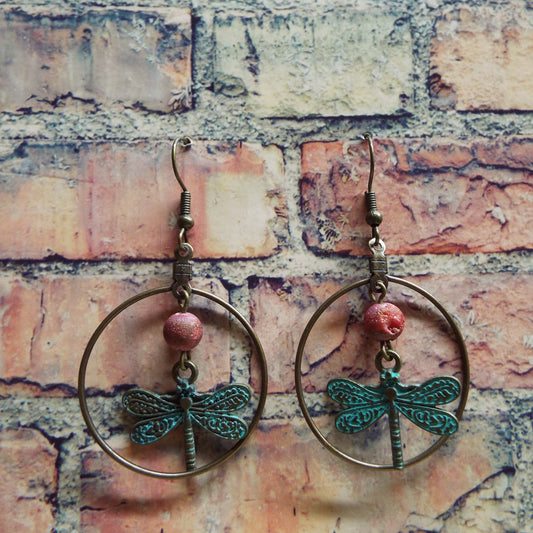 Dragonfly and Crystal Handmade Earrings