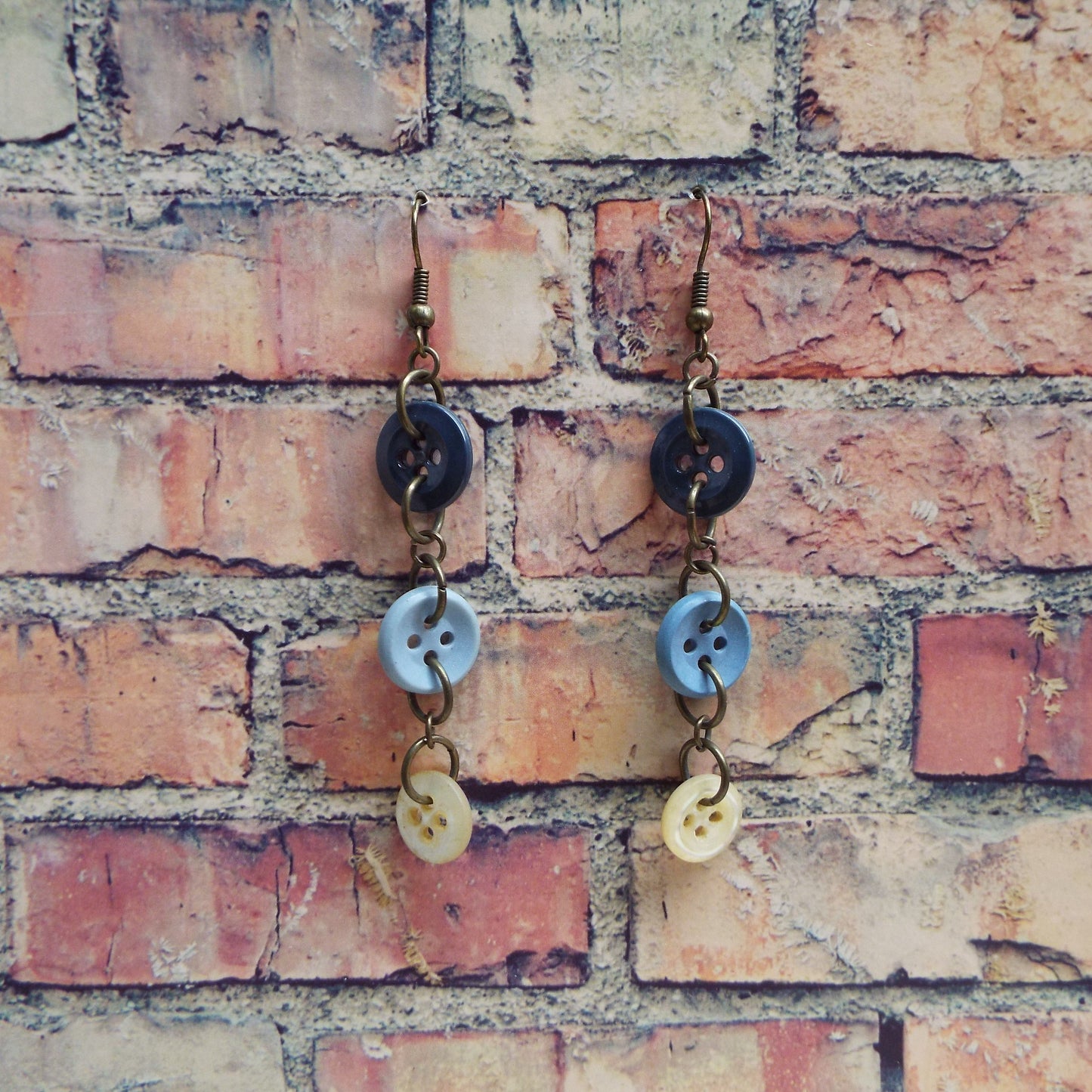 Vintage Button Ombre Handmade Earrings