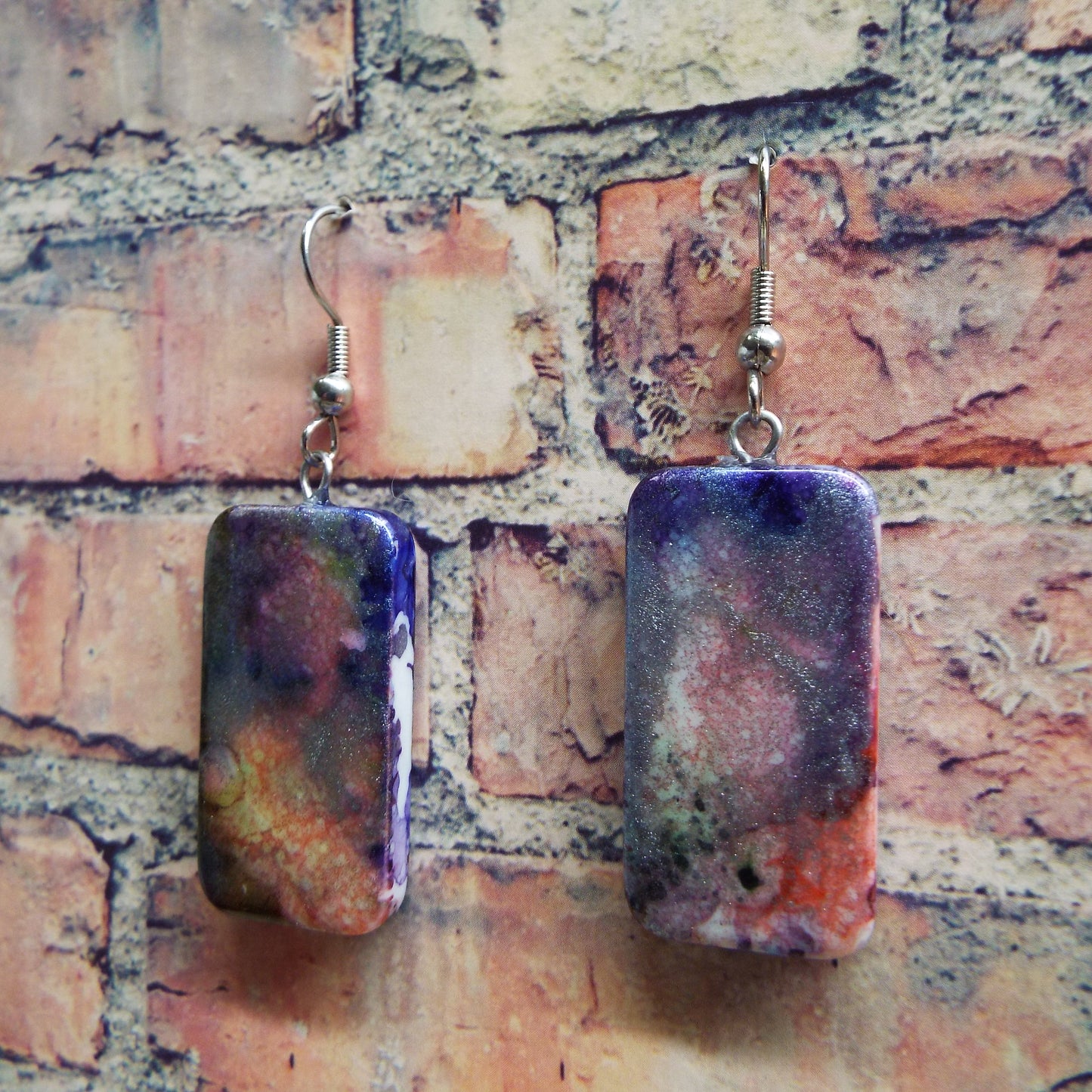 Mini Domino Alcohol Ink Earrings