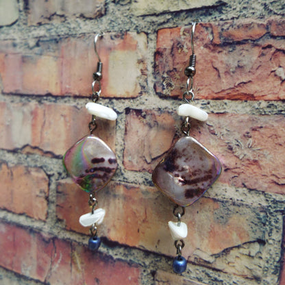 Mother of Pearl Beaded Handmade Earrings