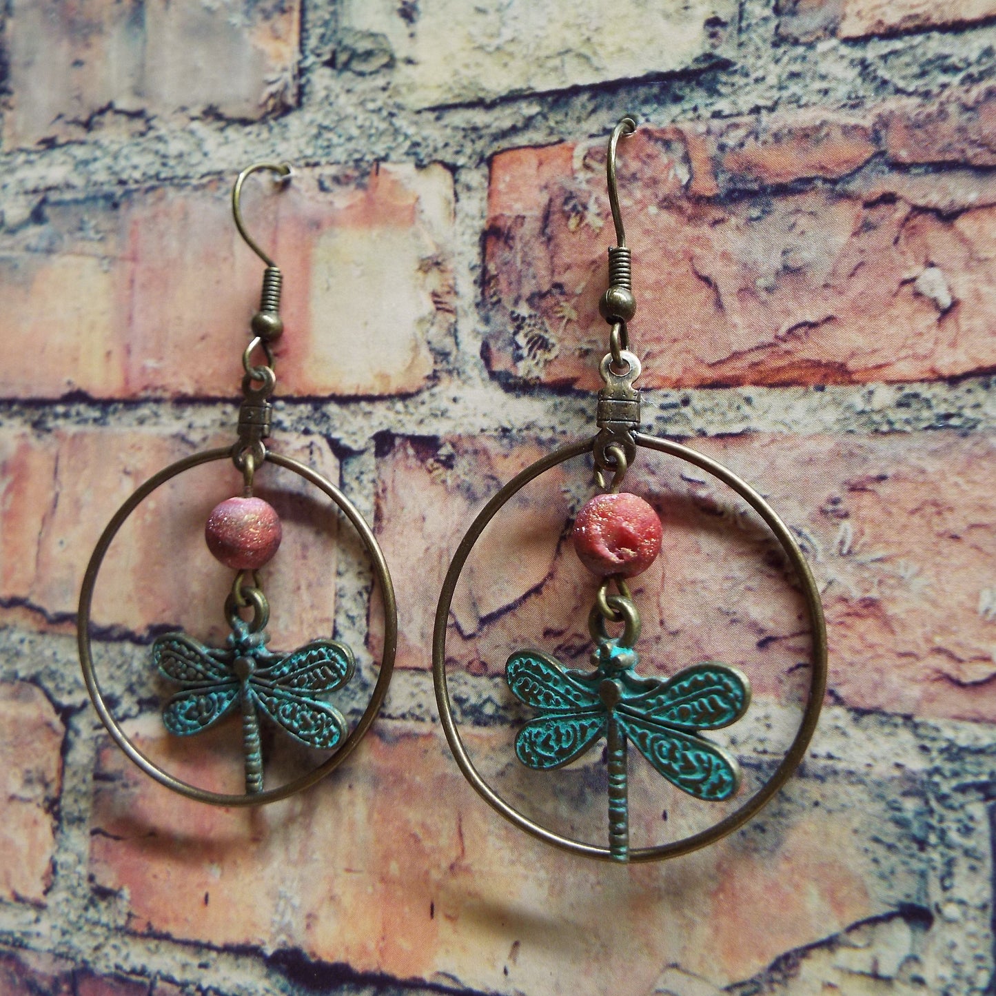Dragonfly and Crystal Handmade Earrings
