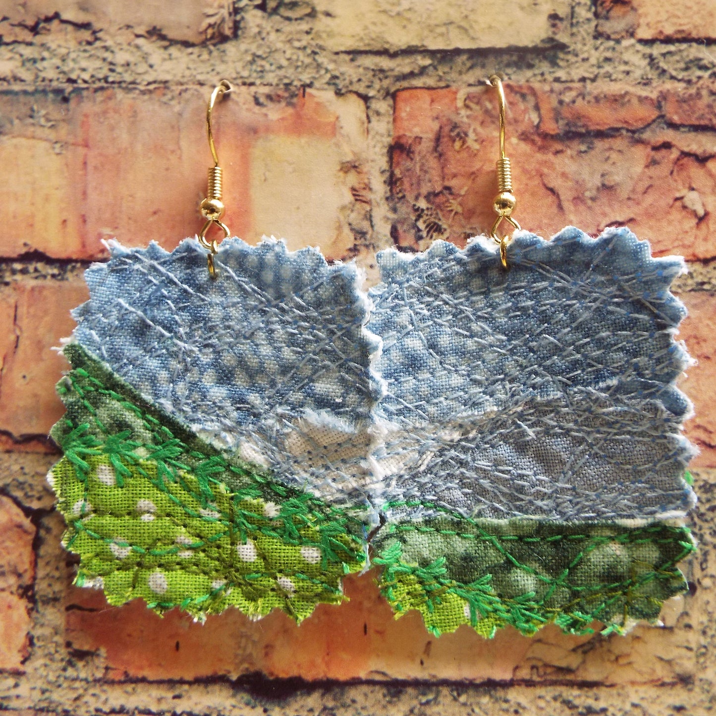 Upcycled Quilted “Field & Sky” Fabric Earrings