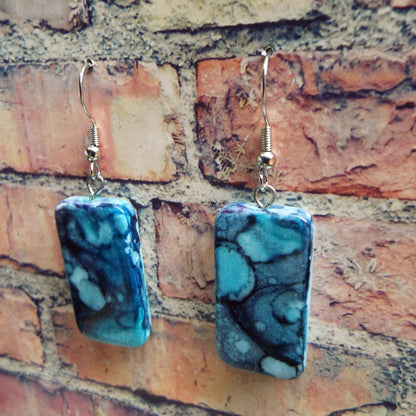 Mini Domino Alcohol Ink Earrings