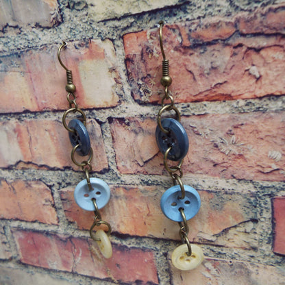 Vintage Button Ombre Handmade Earrings