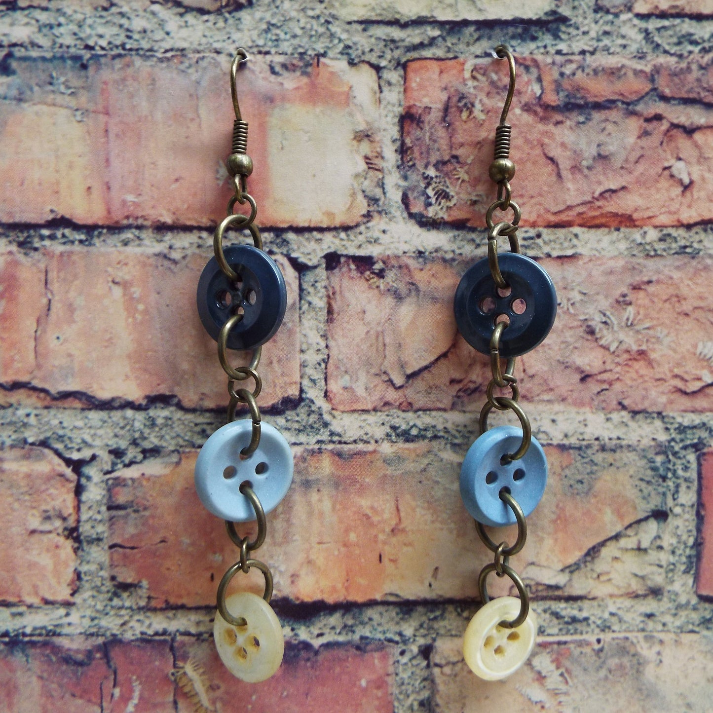 Vintage Button Ombre Handmade Earrings
