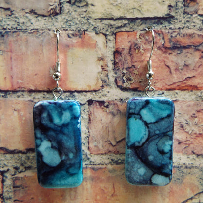 Mini Domino Alcohol Ink Earrings