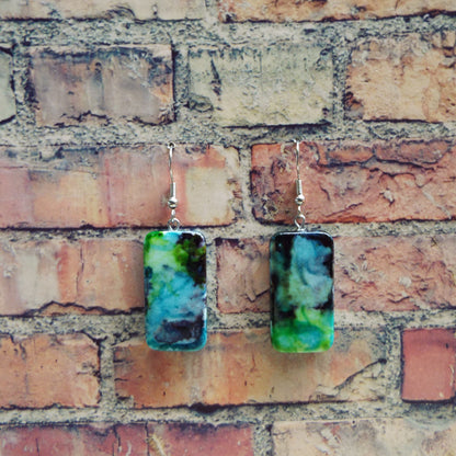 Mini Domino Alcohol Ink Earrings