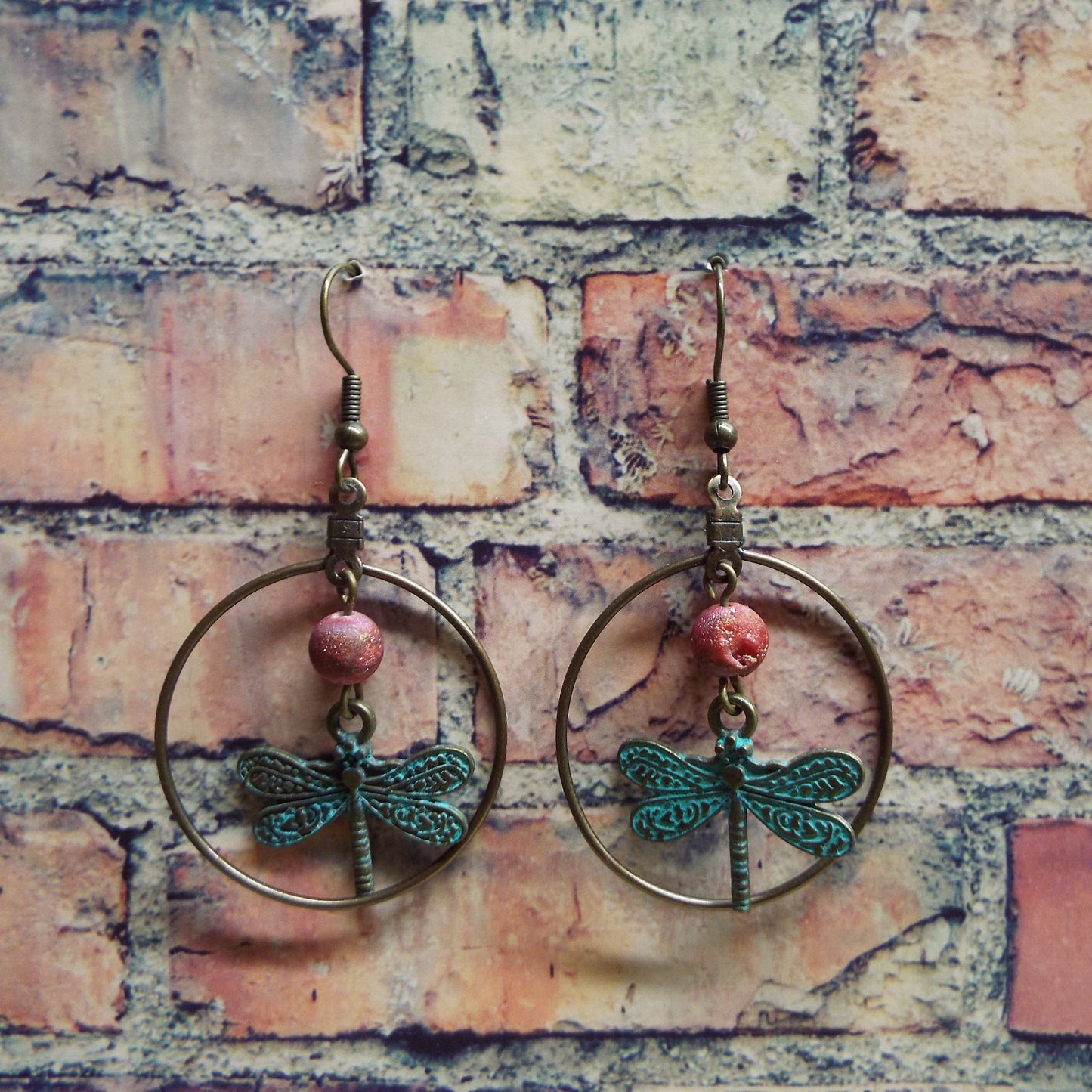 Dragonfly and Crystal Handmade Earrings