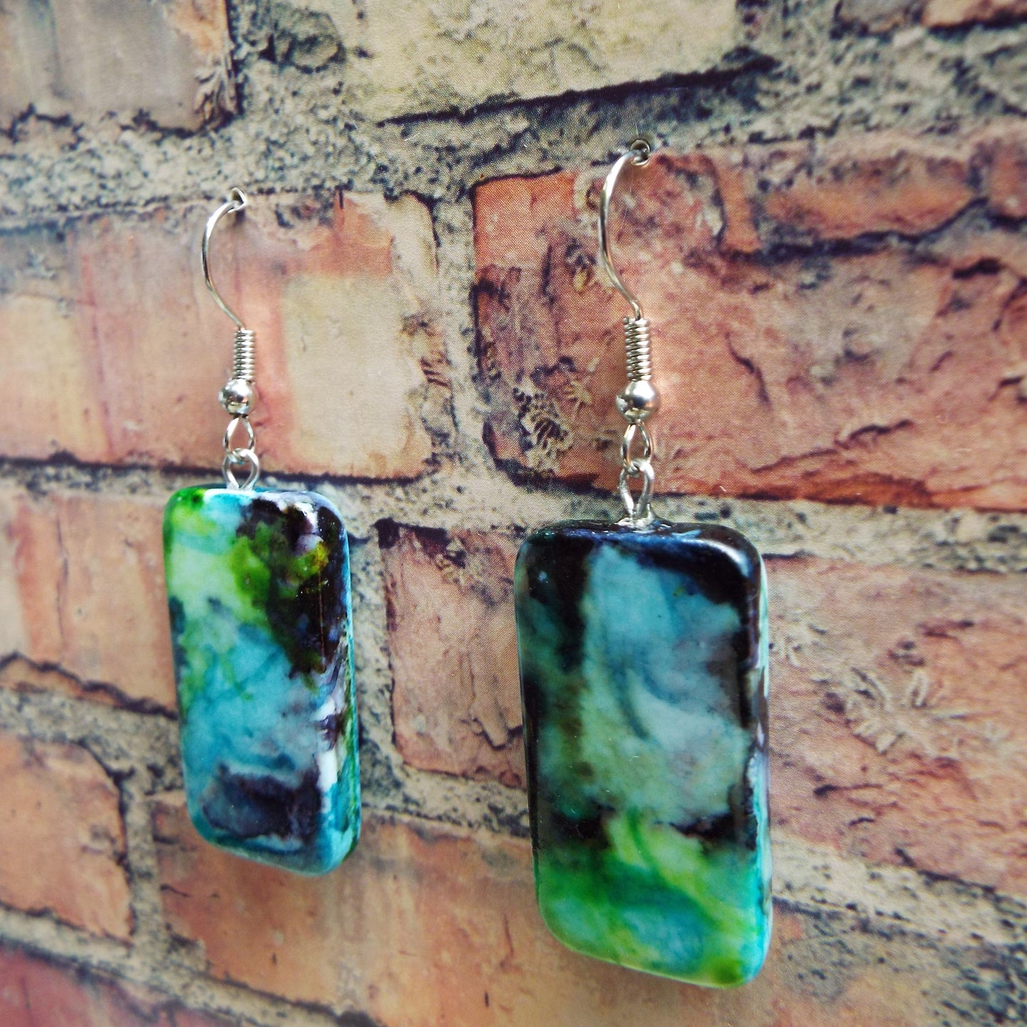 Mini Domino Alcohol Ink Earrings