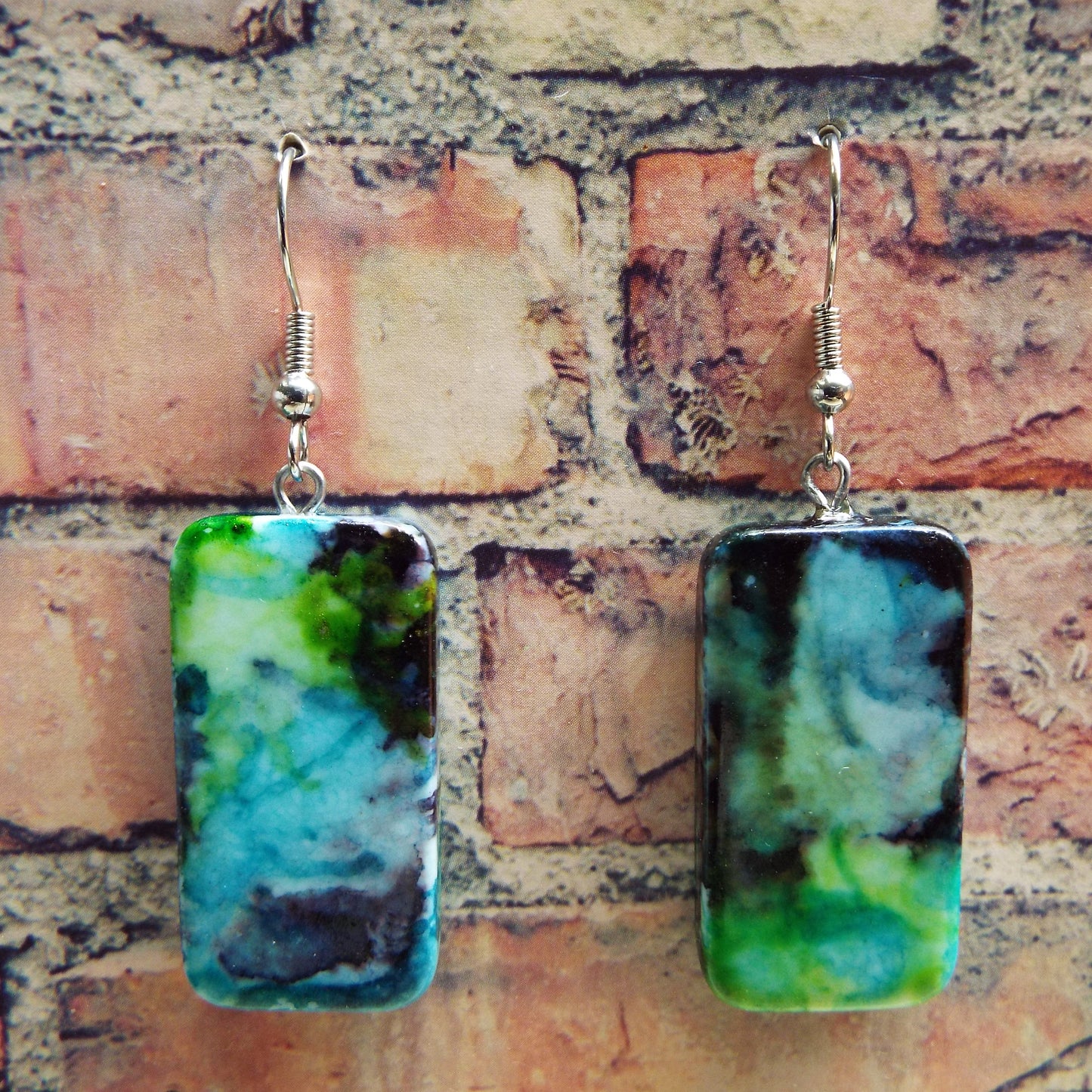 Mini Domino Alcohol Ink Earrings