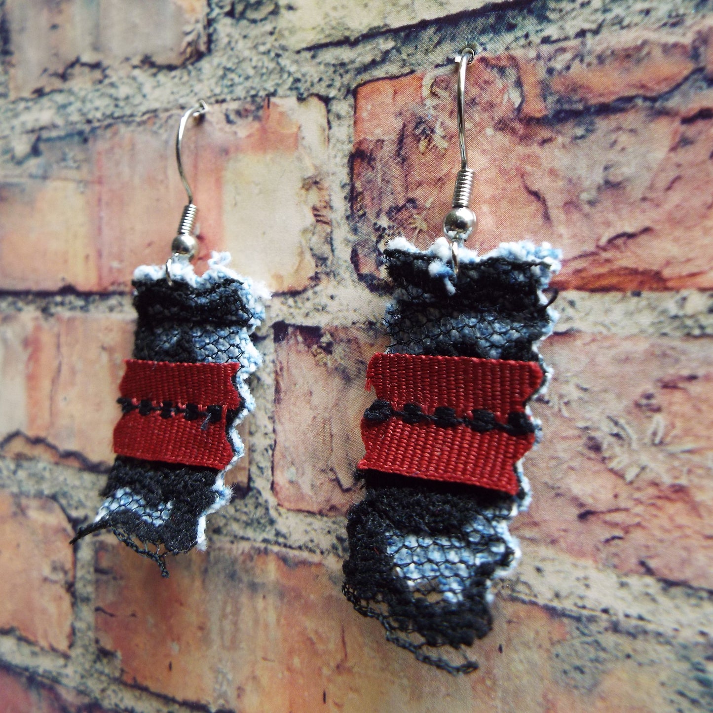 Upcycled Denim & Lace Handmade Earrings