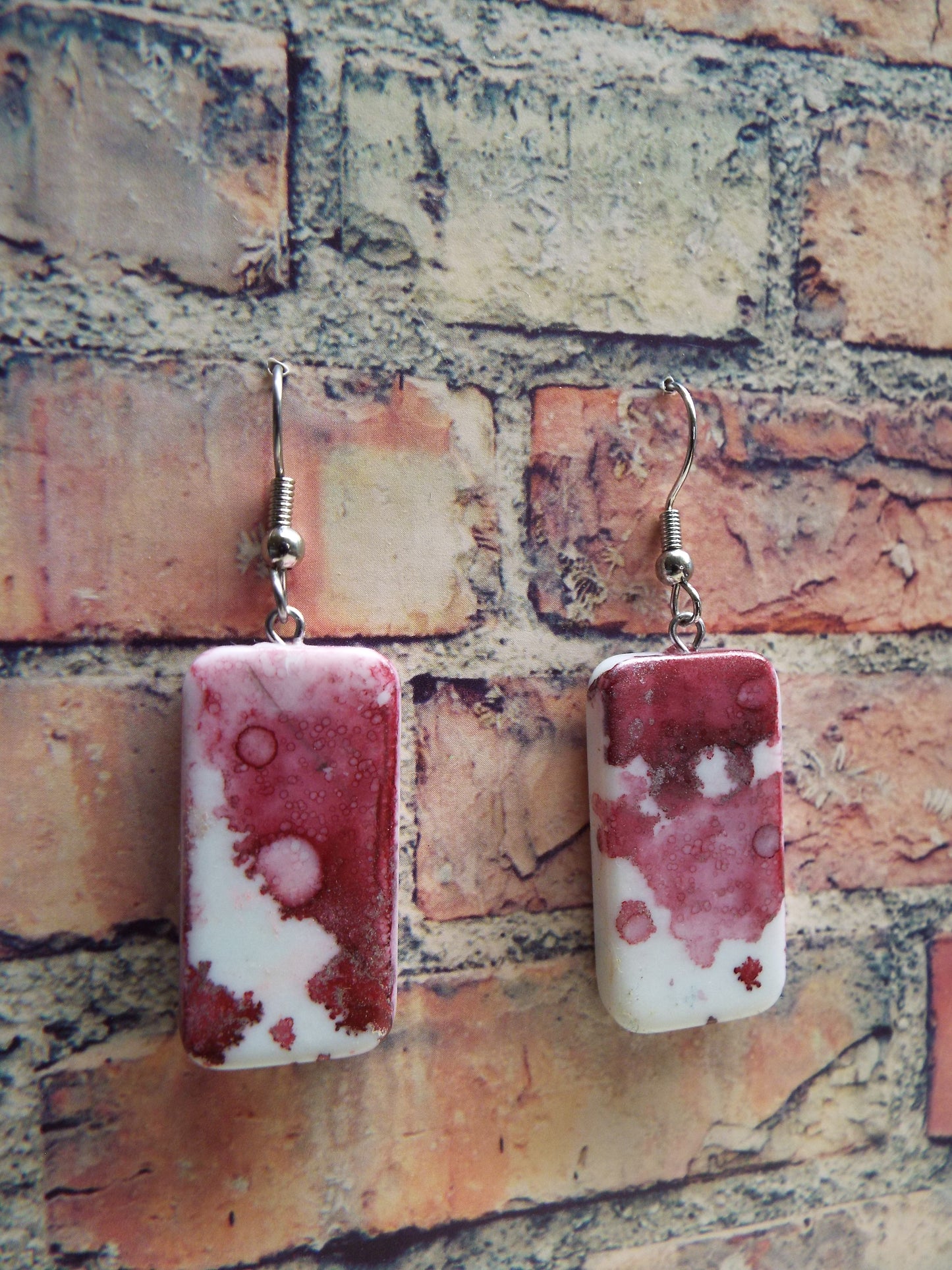 Mini Domino Alcohol Ink Earrings