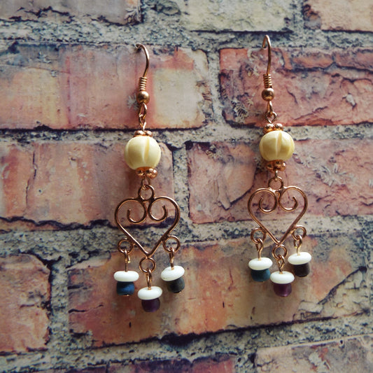 Handmade Bone and Glass Earrings
