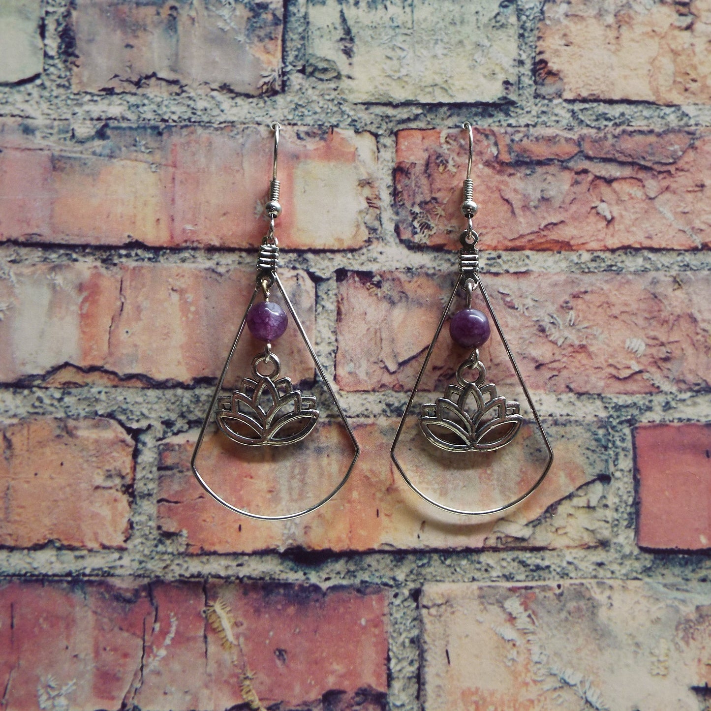 Amethyst Lotus Blossom Handmade Earrings
