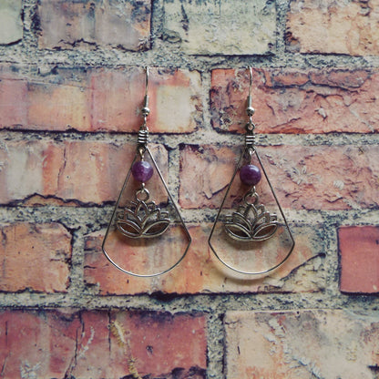 Amethyst Lotus Blossom Handmade Earrings
