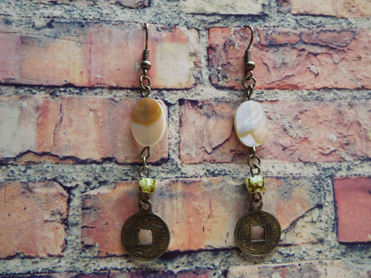 Handmade Mother of Pearl Beaded Earrings