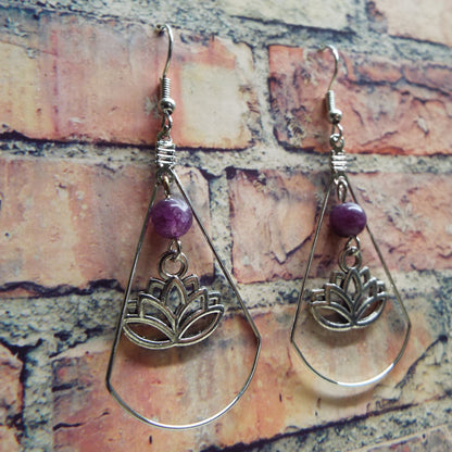 Amethyst Lotus Blossom Handmade Earrings
