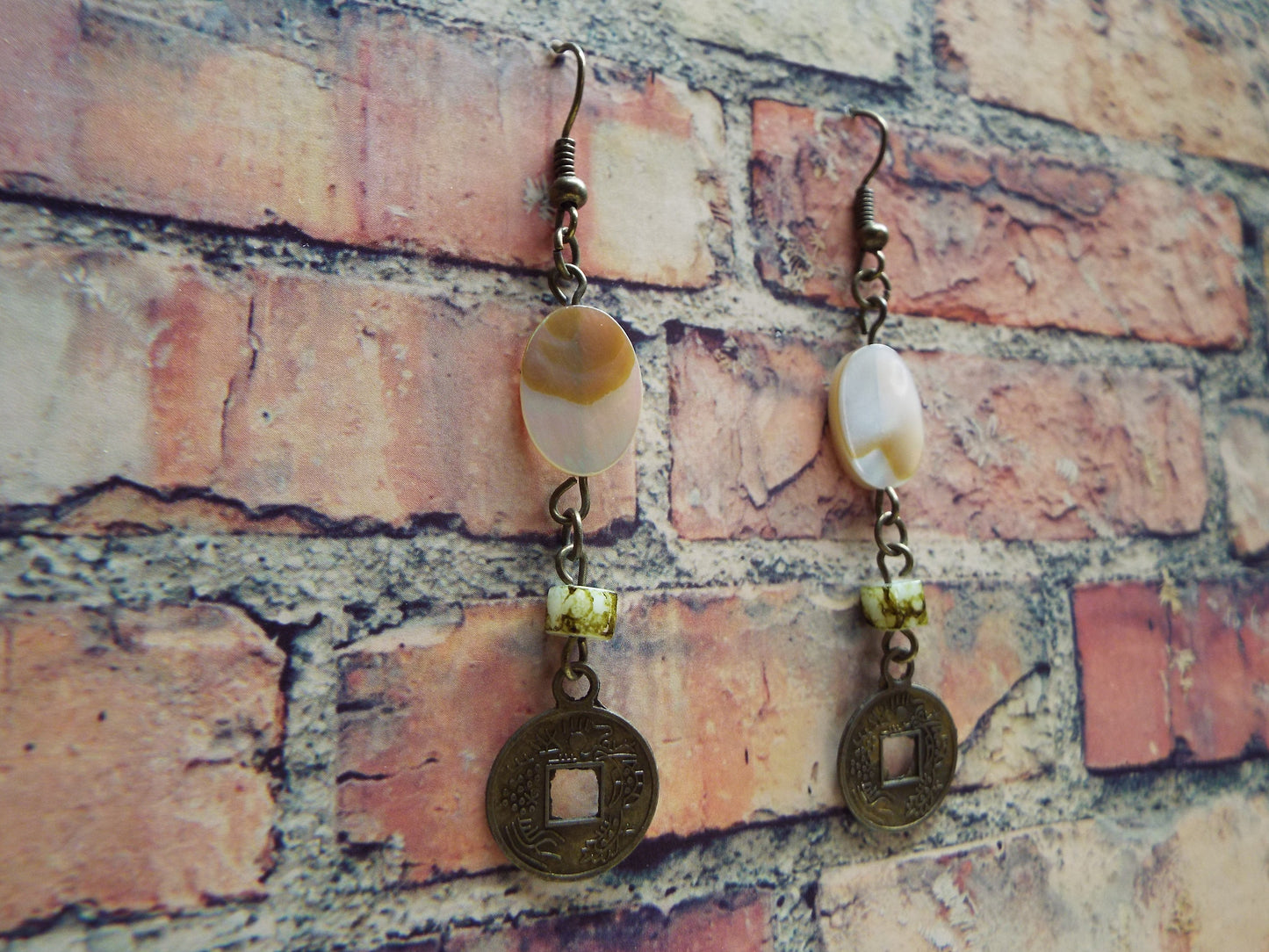 Handmade Mother of Pearl Beaded Earrings