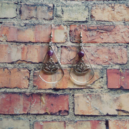 Amethyst Lotus Blossom Handmade Earrings