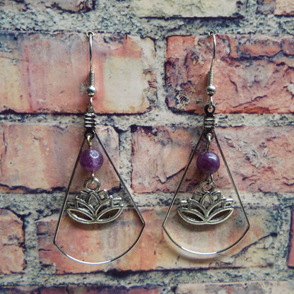 Amethyst Lotus Blossom Handmade Earrings