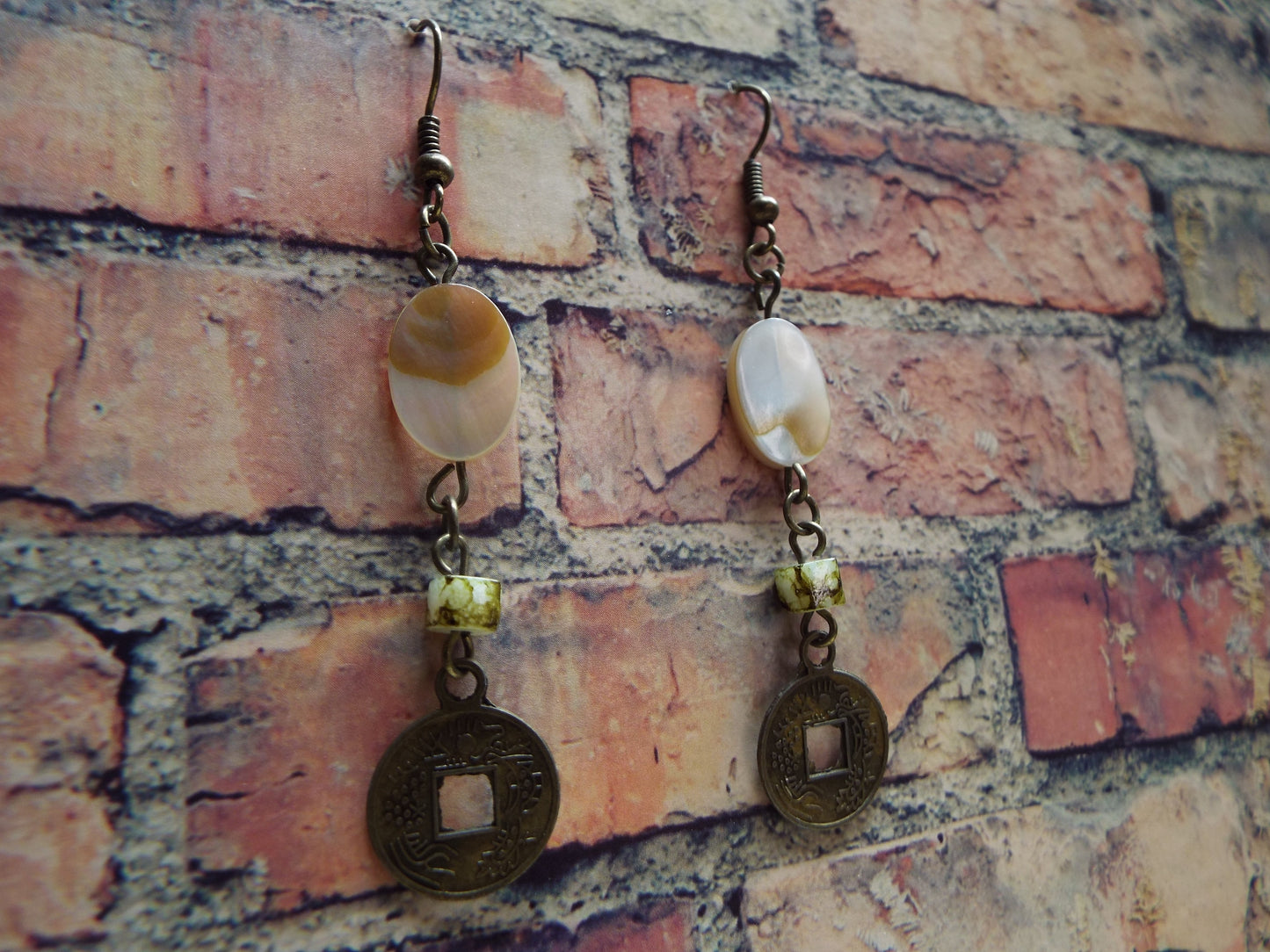 Handmade Mother of Pearl Beaded Earrings